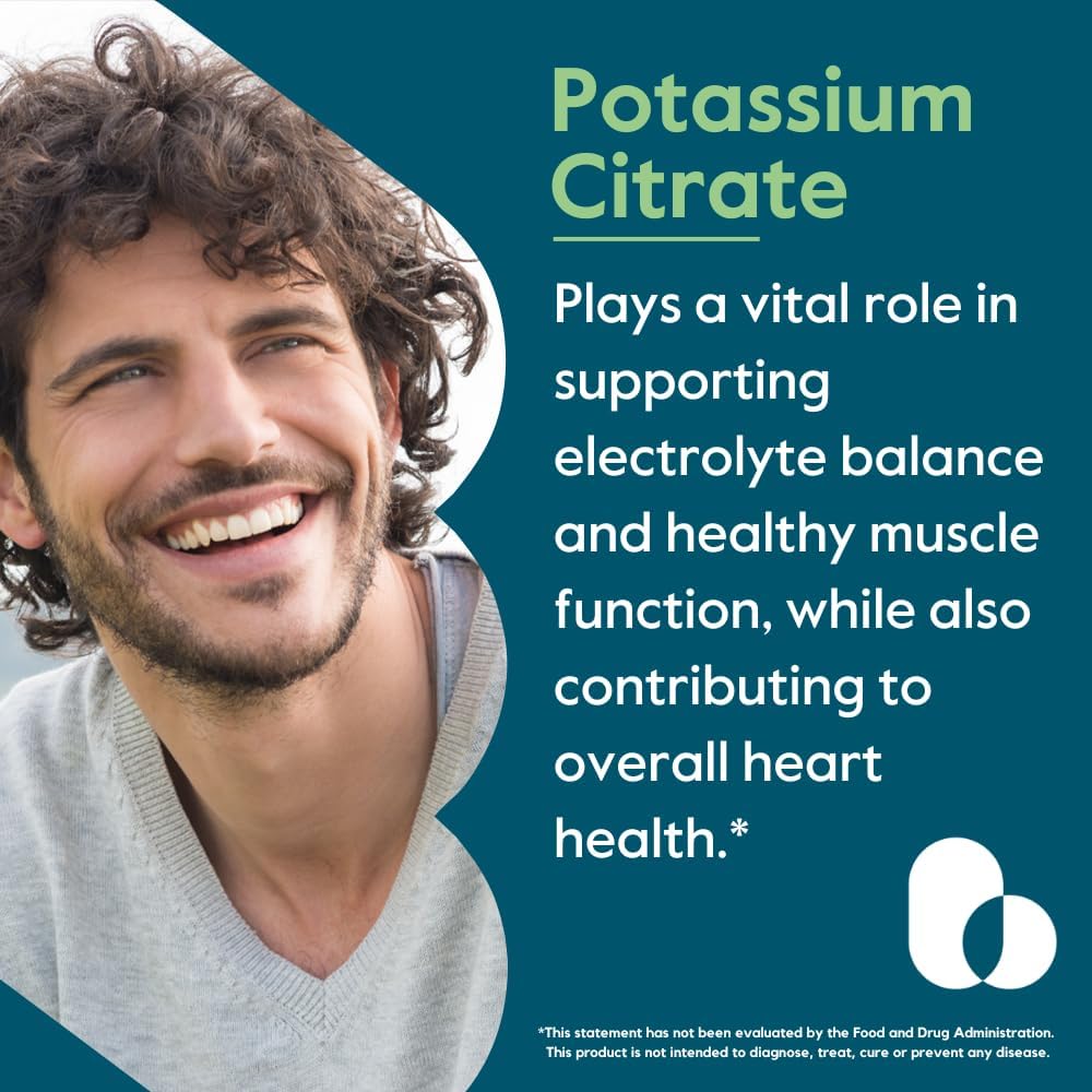 Potassium Citrate Supplement 99mg - 240 Vegan Capsules - No Stearates - Gluten Free - Non GMO