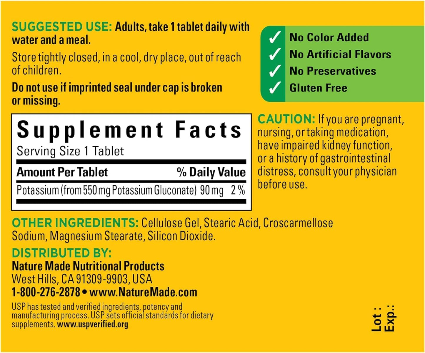 Potassium Gluconate 550mg Tablets - 100 Count by Nature Made