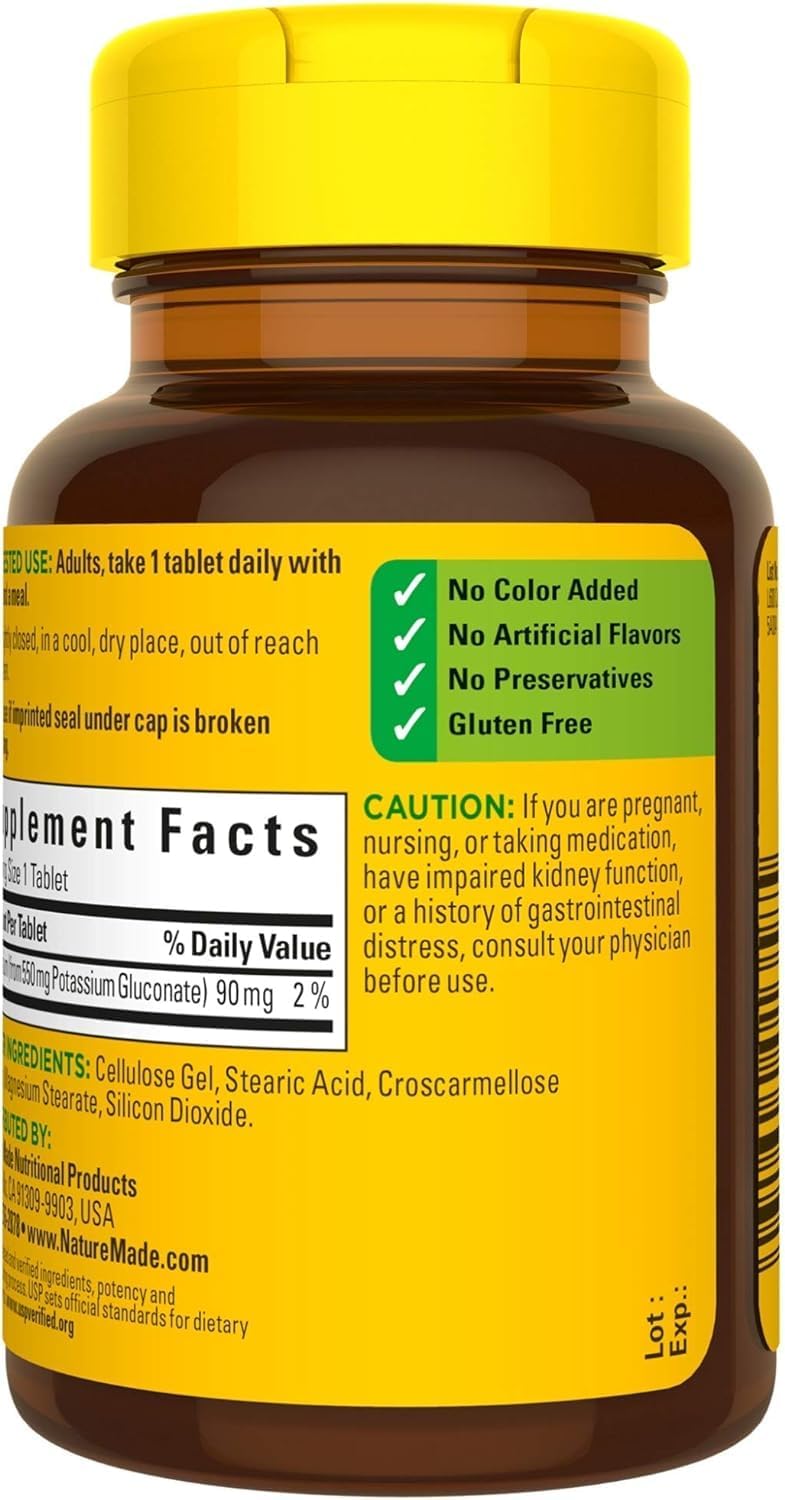 Potassium Gluconate 550mg Tablets - 100 Count by Nature Made