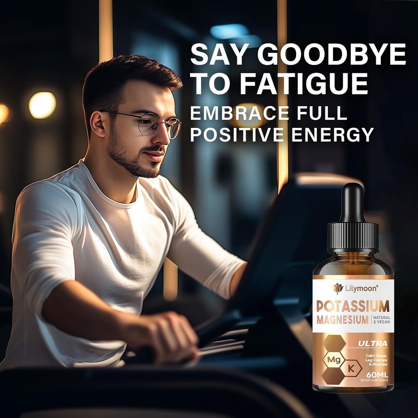 Potassium Magnesium Supplement Drops for Leg Cramps & Muscle Energy, Promotes Overall Health & Relaxation at Night