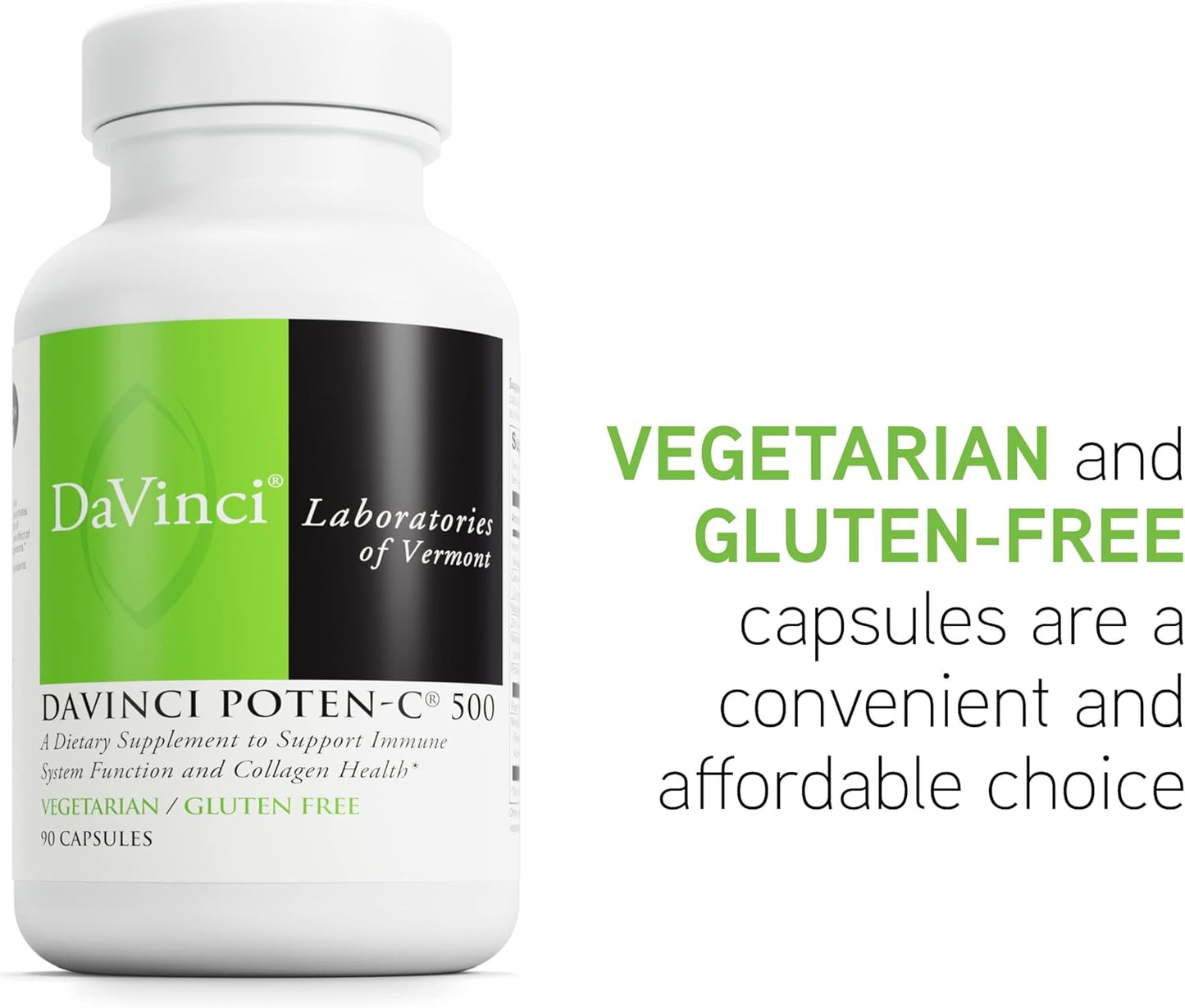 Poten-C 500 Dietary Supplement for Immune & Collagen Health - Vitamin C, Calcium, Magnesium, Potassium - Vegetarian, Gluten-Free - 90 Tablets