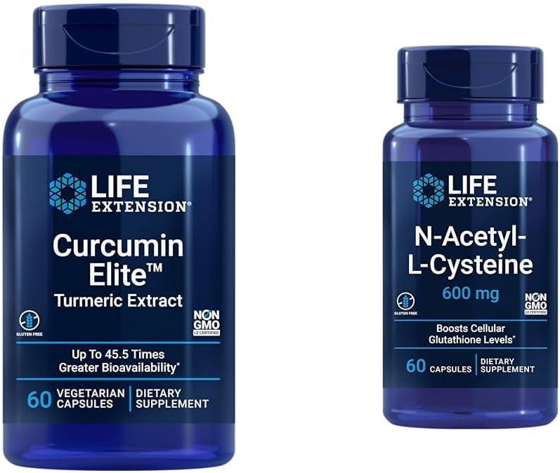 Potent Antioxidant Support with Curcumin Elite Turmeric Extract & N-Acetyl-L-Cysteine (NAC) - 60 Capsules for Immune, Respiratory, and Liver Health