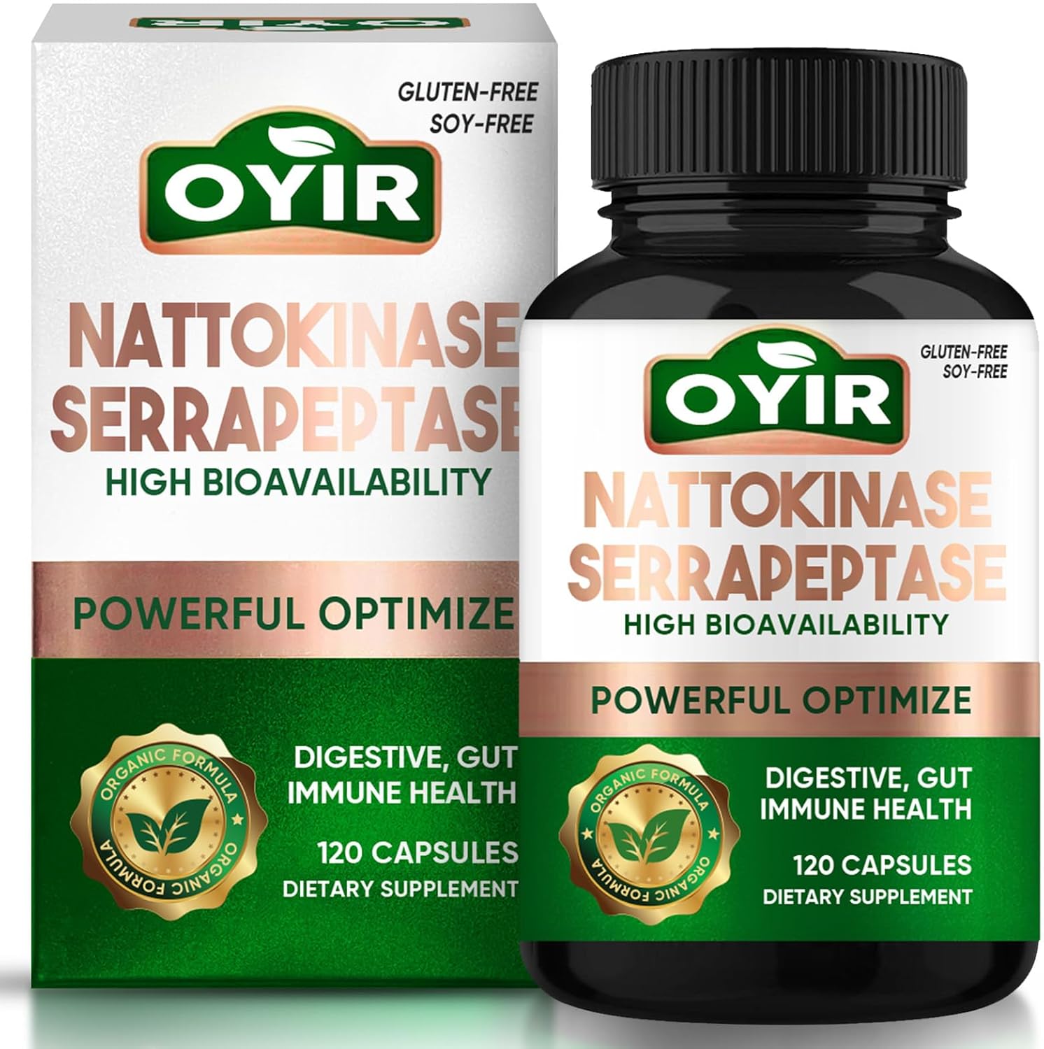 Potent Nattokinase & Serrapeptase Supplement for Heart & Digestive Health, 12,000 FU & 360,000 SPU Enzymes for Men & Women