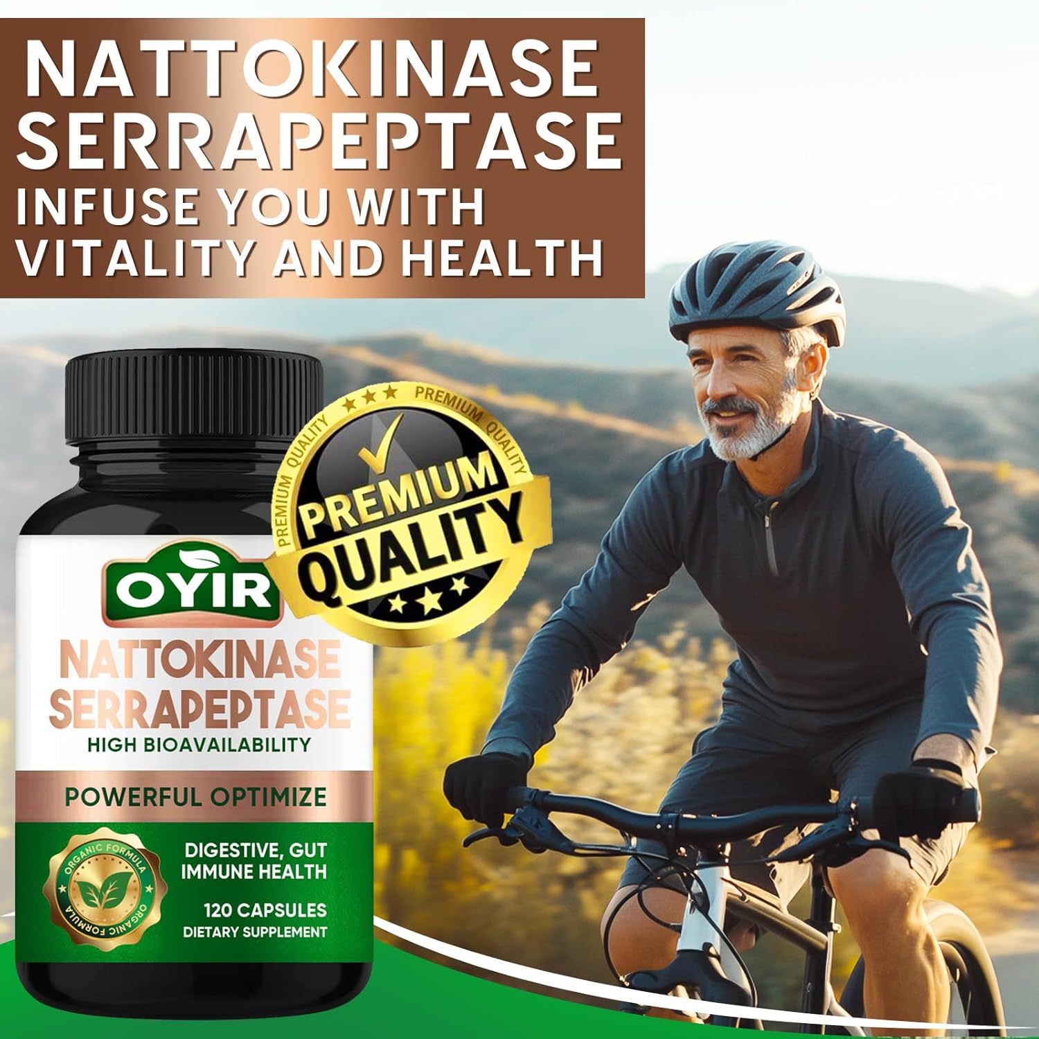 Potent Nattokinase & Serrapeptase Supplement for Heart & Digestive Health, 12,000 FU & 360,000 SPU Enzymes for Men & Women