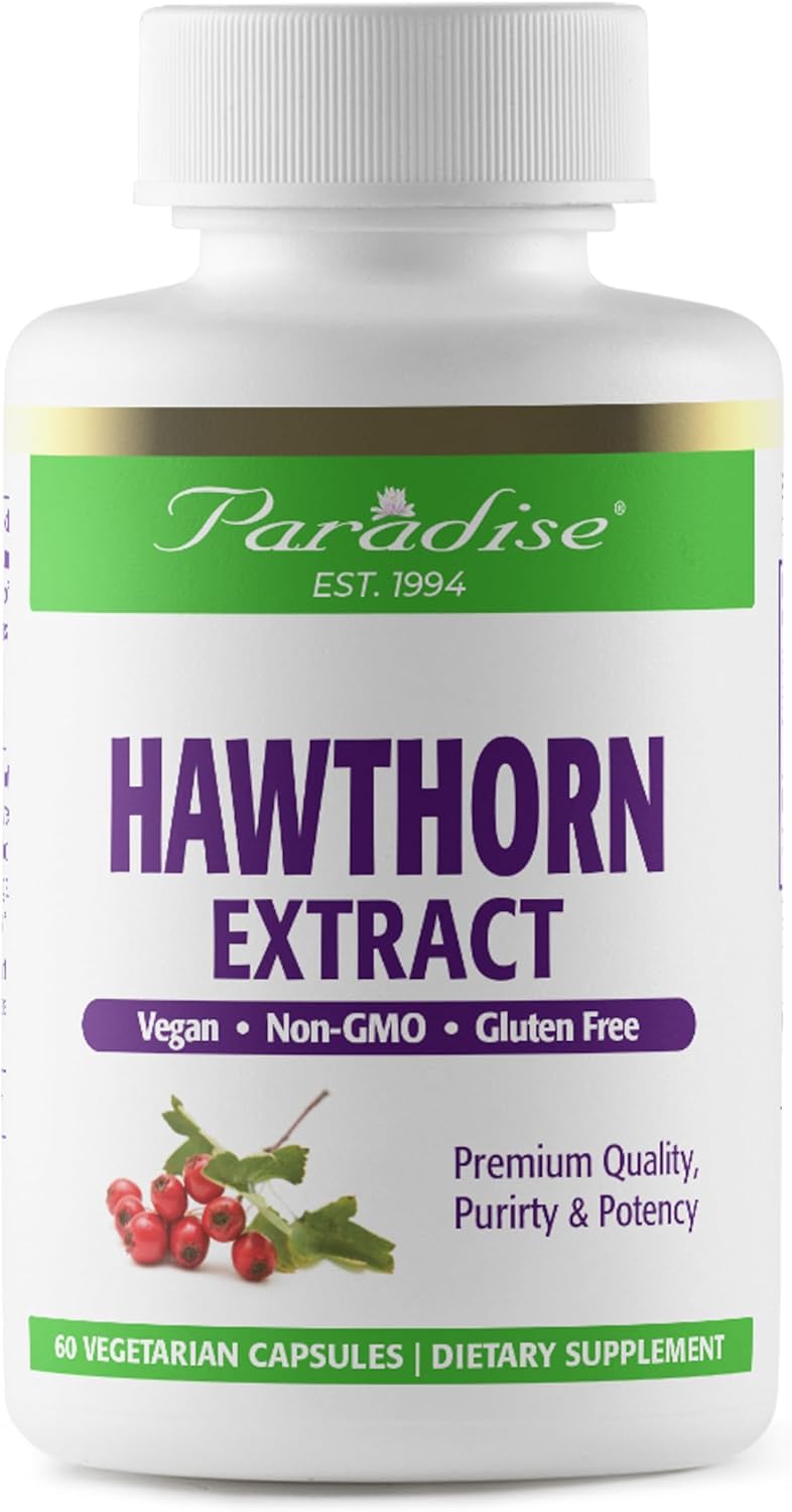 Potent Paradise Herbs Hawthorn Berry Extract, Whole Spectrum, Vegan, Non-GMO, Gluten Free, 60 Capsules