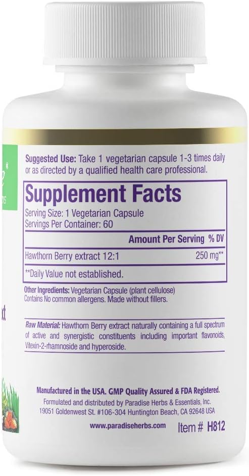 Potent Paradise Herbs Hawthorn Berry Extract, Whole Spectrum, Vegan, Non-GMO, Gluten Free, 60 Capsules