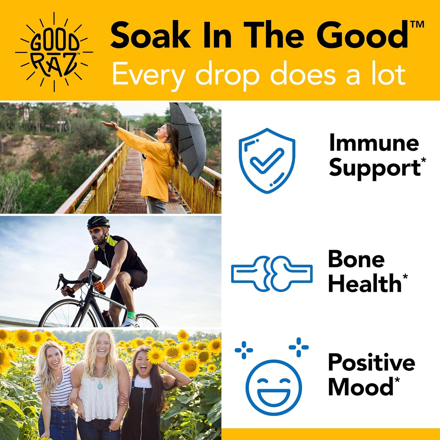 Potent Water-Soluble Vitamin D3 Liquid Drops for Adults - Flavorless and Non-GMO - Add to Food or Drink - 12-Month Supply - Kosher