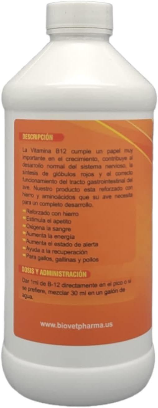 Poultry Multivitamin Booster Liquid with Vitamin B-12 - 16 oz Bottle for Roosters, Hens, and Chickens