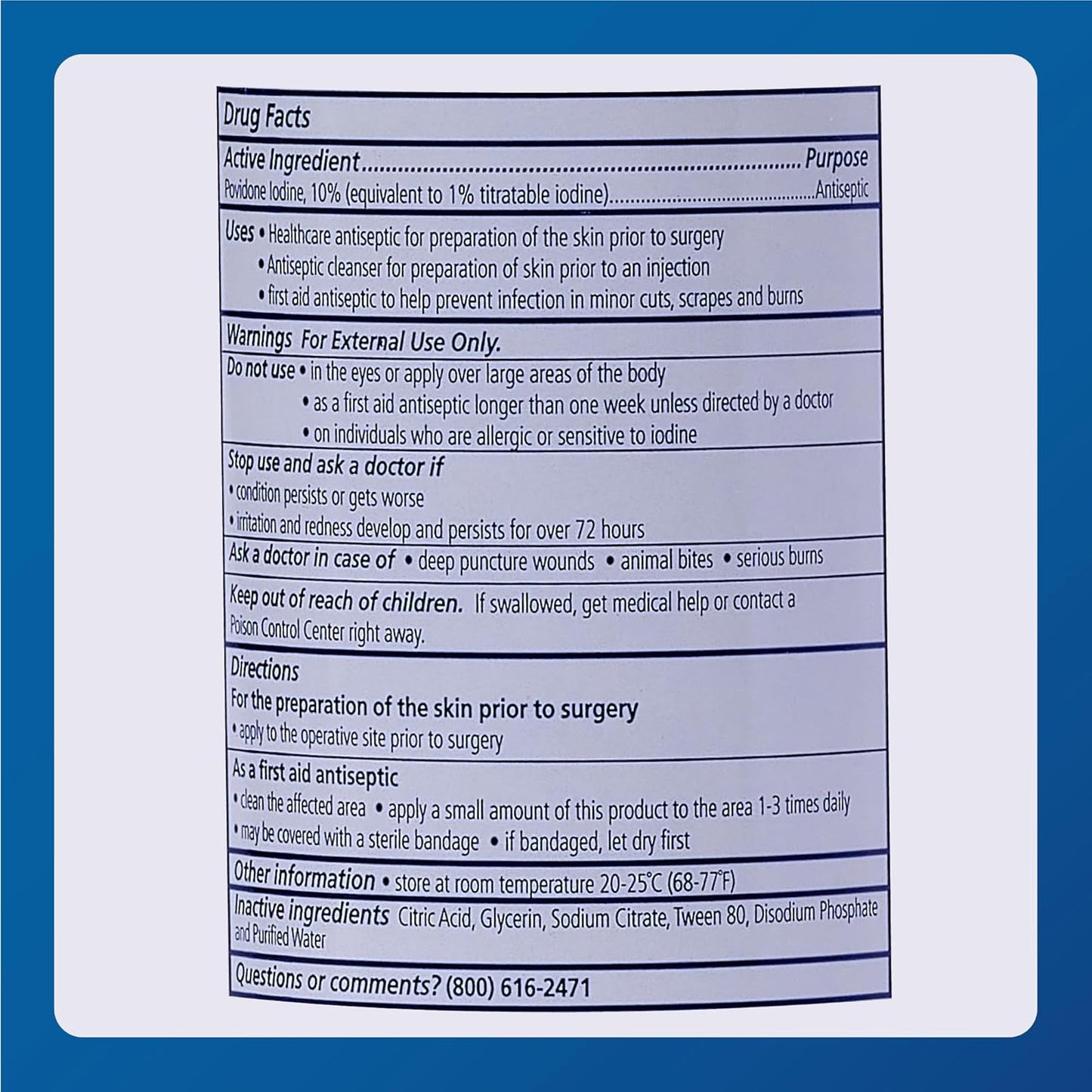 Povidone-Iodine Topical Solution 10% USP - Antiseptic for Cuts, Scrapes, Burns - 8oz - 1 Pack