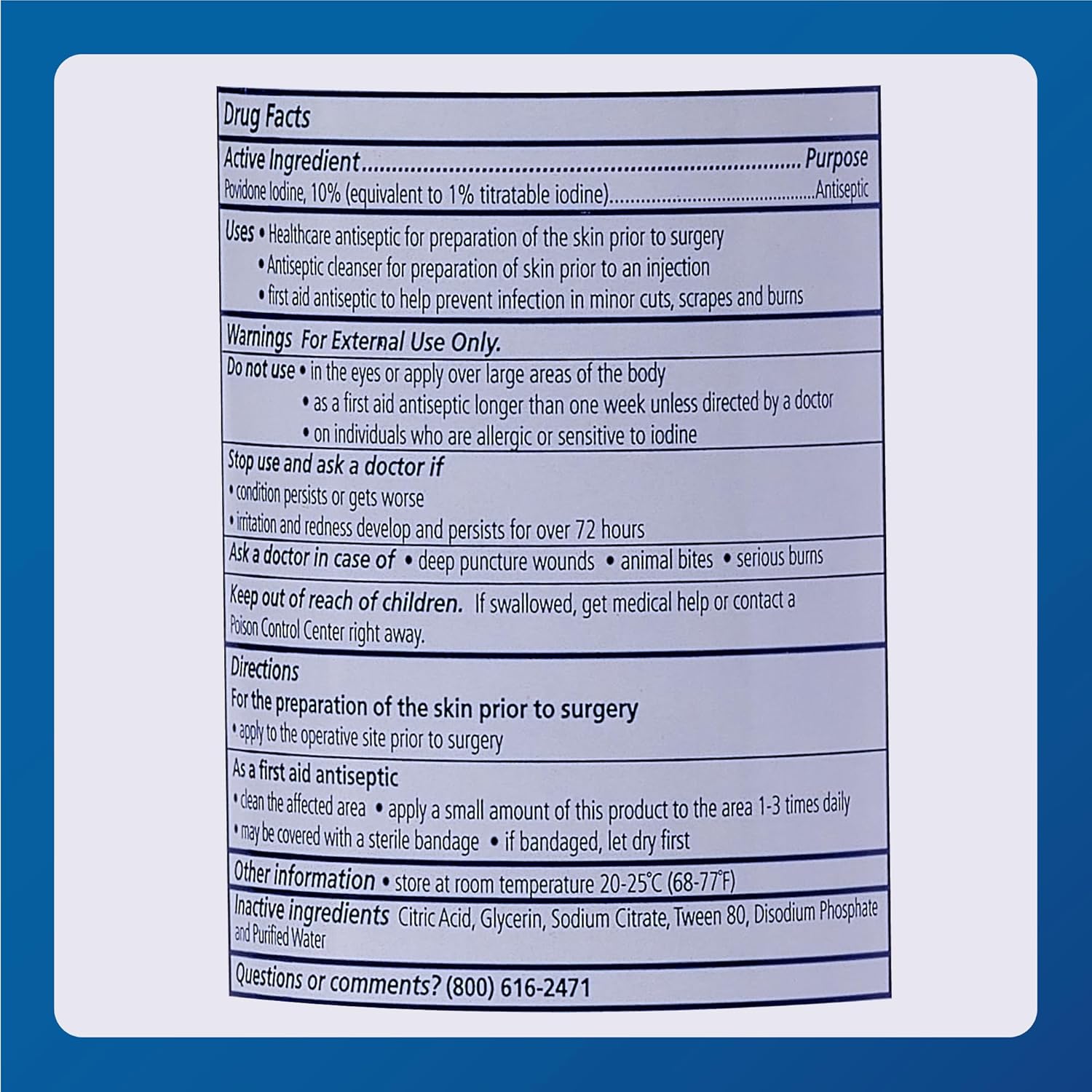 Povidone-Iodine Topical Solution 10% USP - Antiseptic for Cuts, Scrapes, Burns - 8oz - 1 Pack