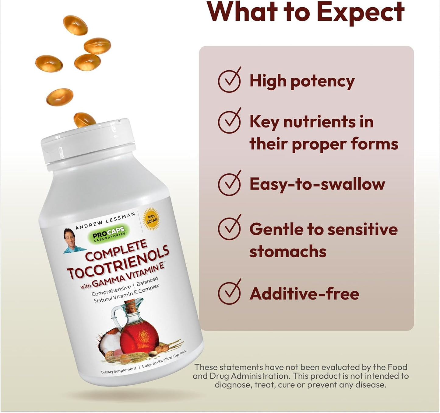 Powerful Antioxidant: Andrew Lessman Complete Tocotrienols with Gamma Vitamin E - 240 Softgels, 8 Forms of Vitamin E, No Additives