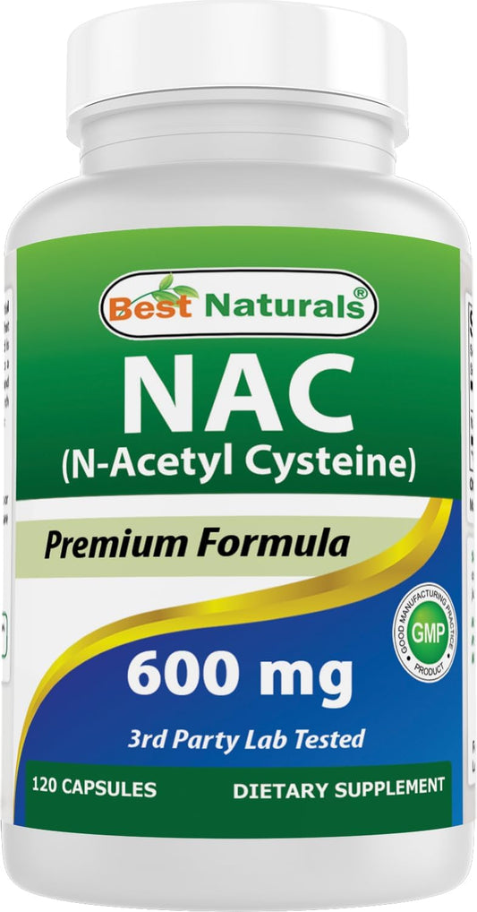 Powerful Antioxidant: Best Naturals NAC 600 mg 120 Capsules - N Acetyl Cysteine Supplement