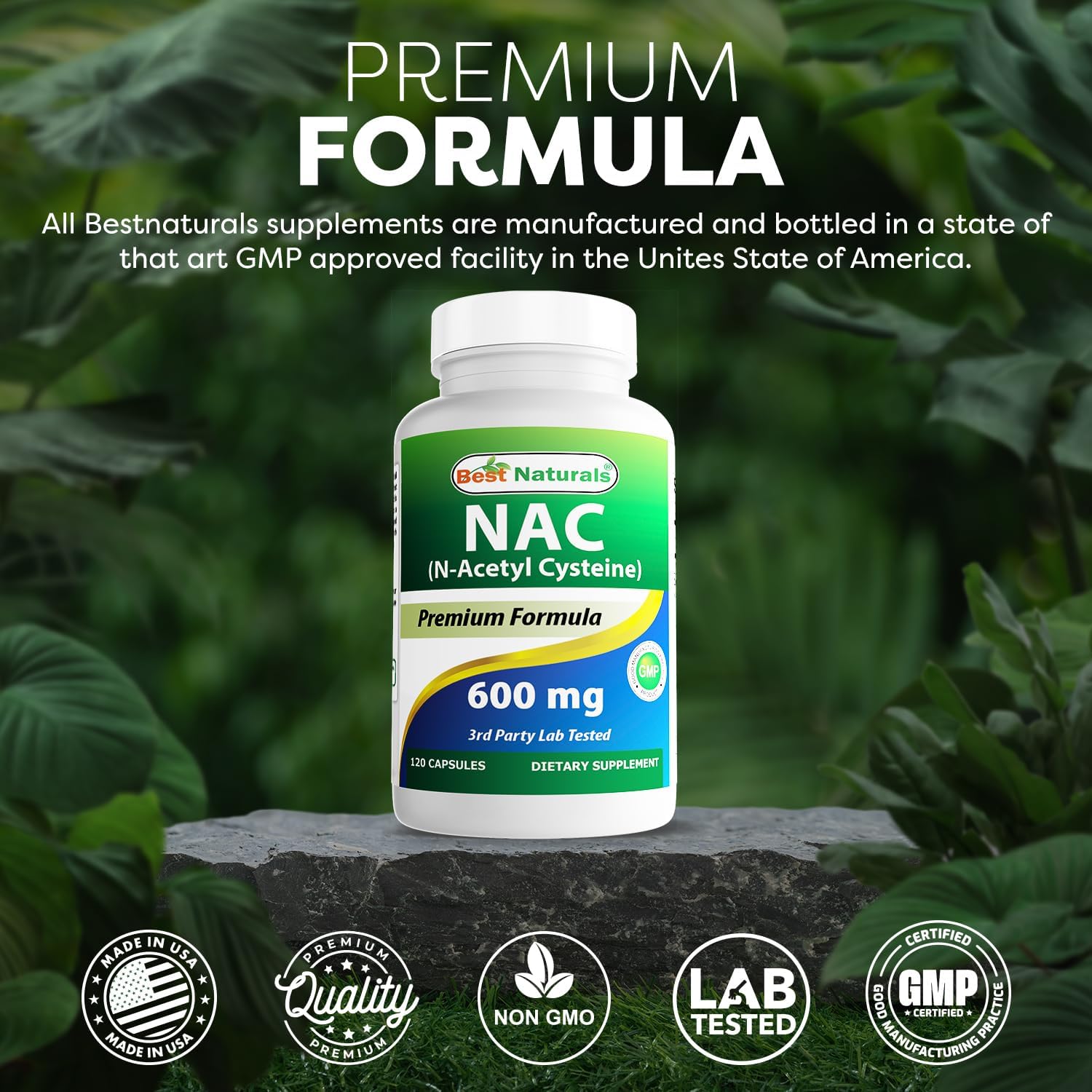 Powerful Antioxidant: Best Naturals NAC 600 mg 120 Capsules - N Acetyl Cysteine Supplement