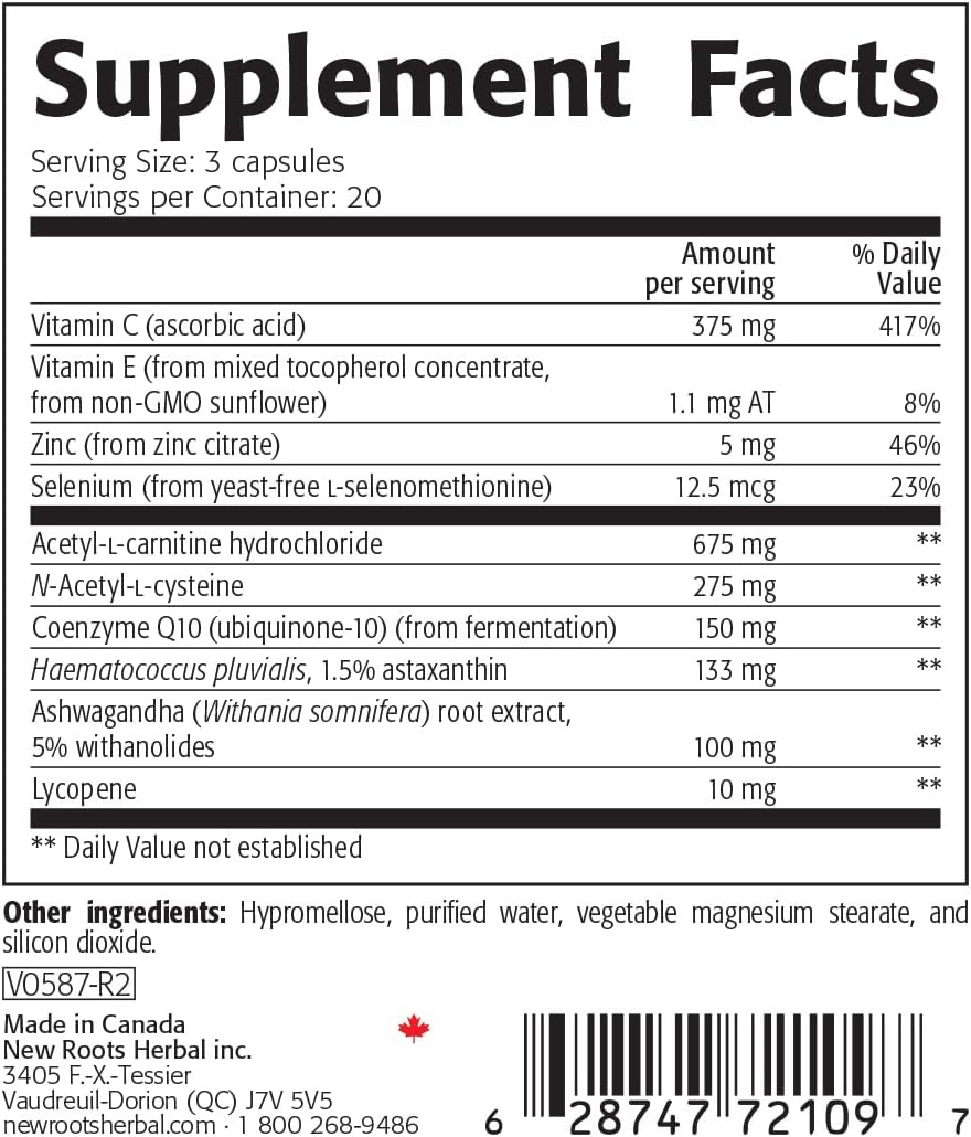 Powerful Blend of Ashwagandha, Selenium, Lycopene, and Essential Nutraceuticals | 60 Vegetarian Capsules