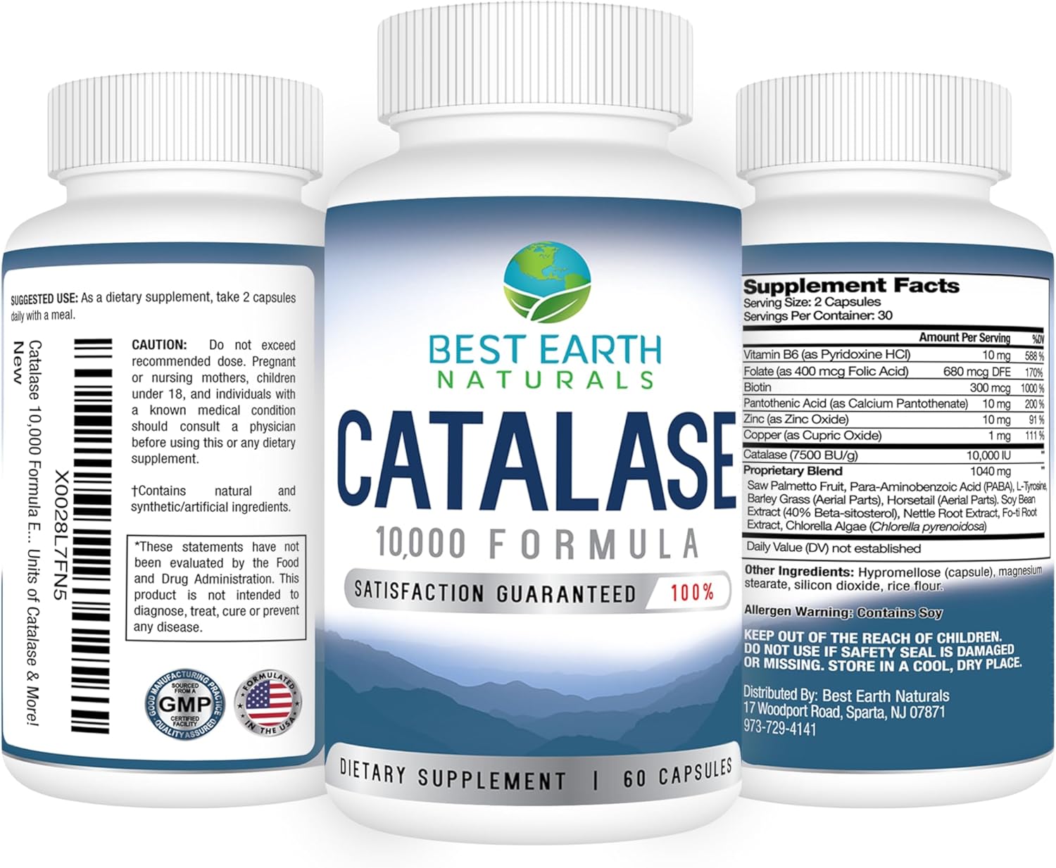 Powerful Hair Strengthening Supplement with Catalase, Saw Palmetto, Biotin, Fo-Ti, PABA - 180 Capsules x 3 (90-Day Supply) - Best Earth Naturals