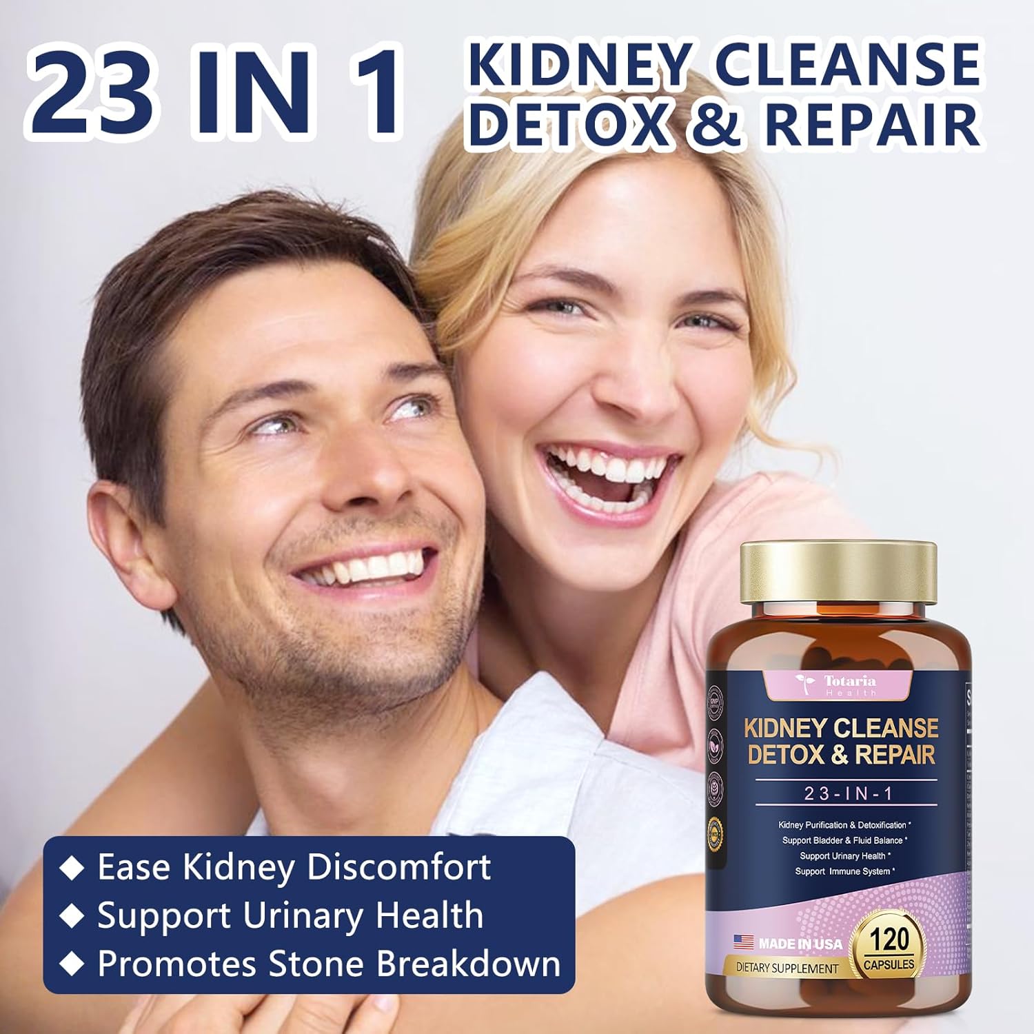 Powerful Kidney Support Supplement with Chanca Piedra & Cranberry - 120 Capsules for Urinary Tract Health & Kidney Stones Dissolver