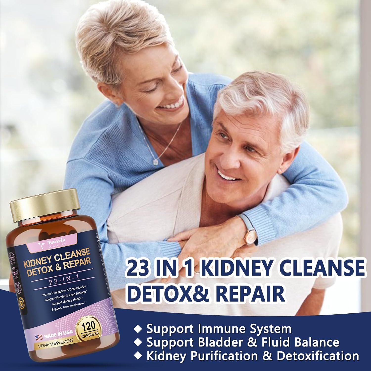 Powerful Kidney Support Supplement with Chanca Piedra & Cranberry - 120 Capsules for Urinary Tract Health & Kidney Stones Dissolver