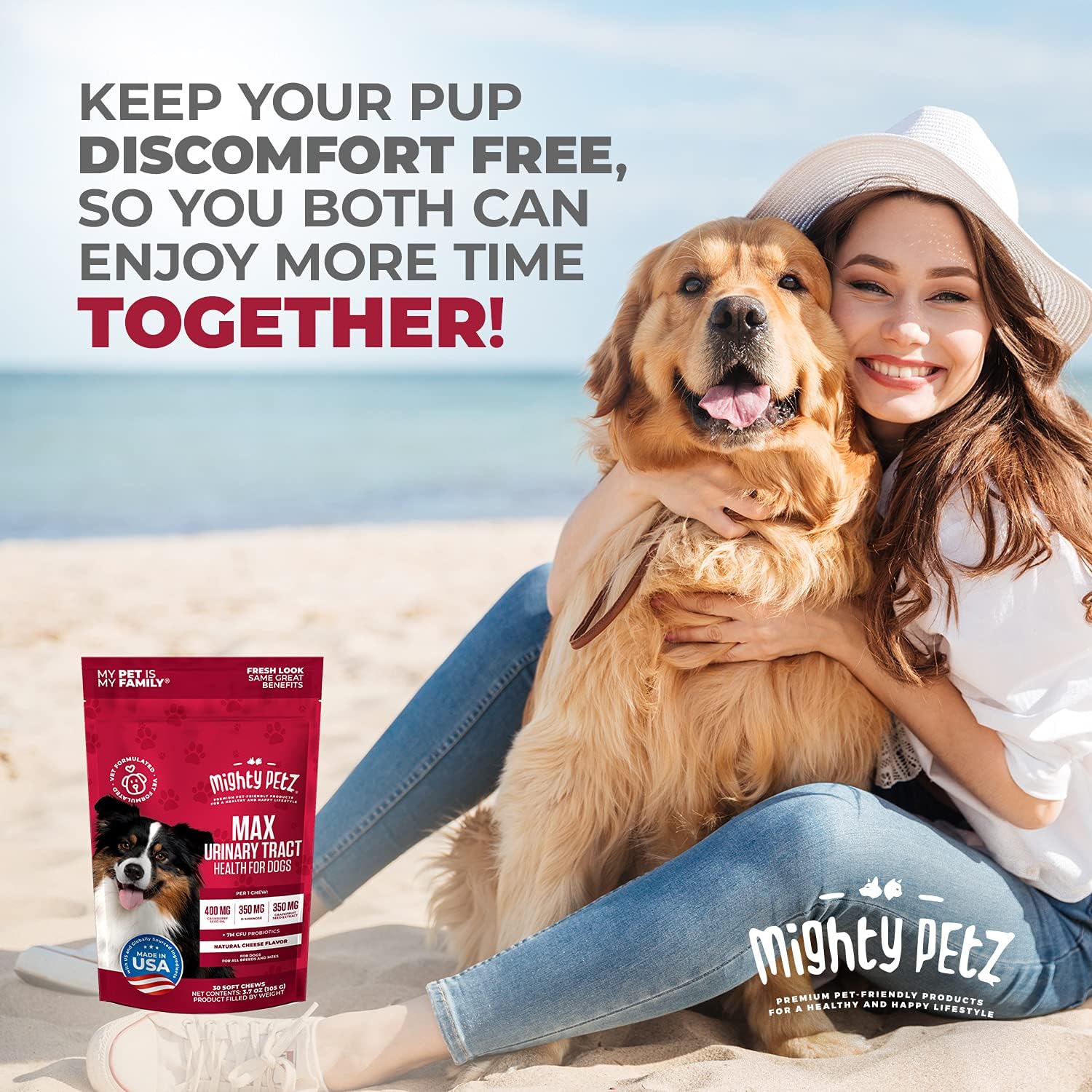 Powerful Pet Supplement for Dog UTI Treatment - MAX Strength Cranberry & D-Mannose Chews for Bladder & Kidney Health