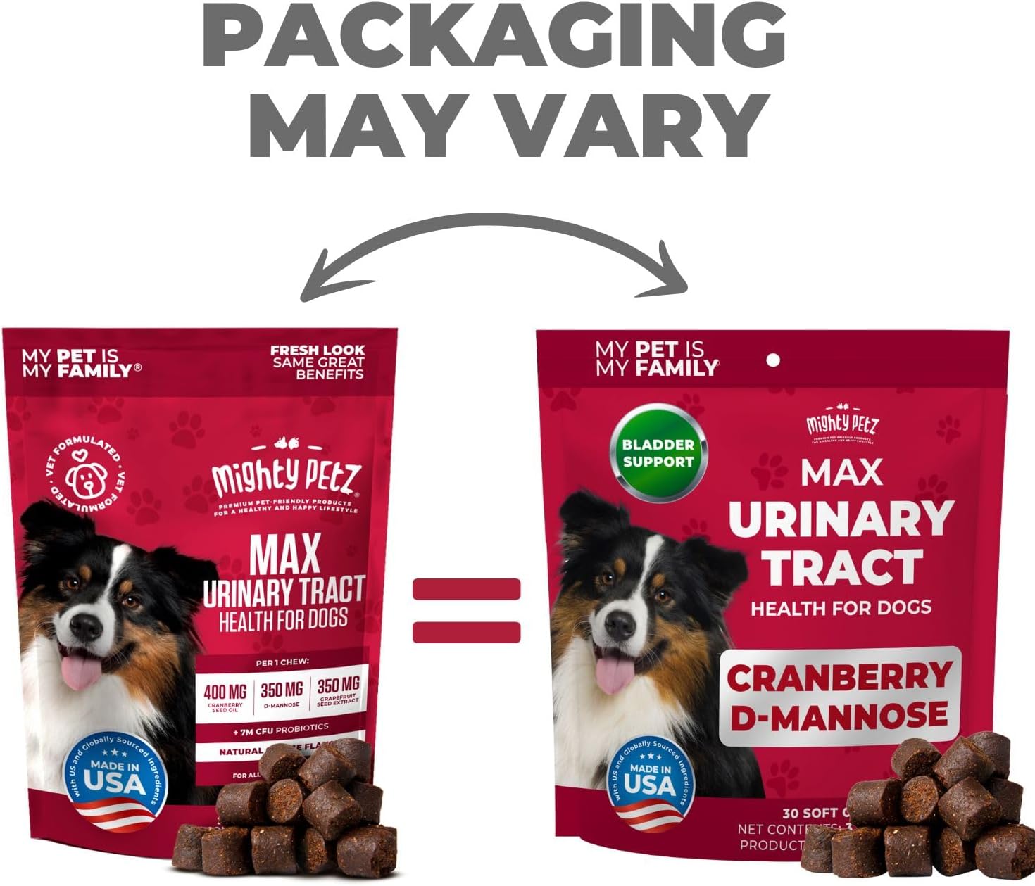 Powerful Pet Supplement for Dog UTI Treatment - MAX Strength Cranberry & D-Mannose Chews for Bladder & Kidney Health