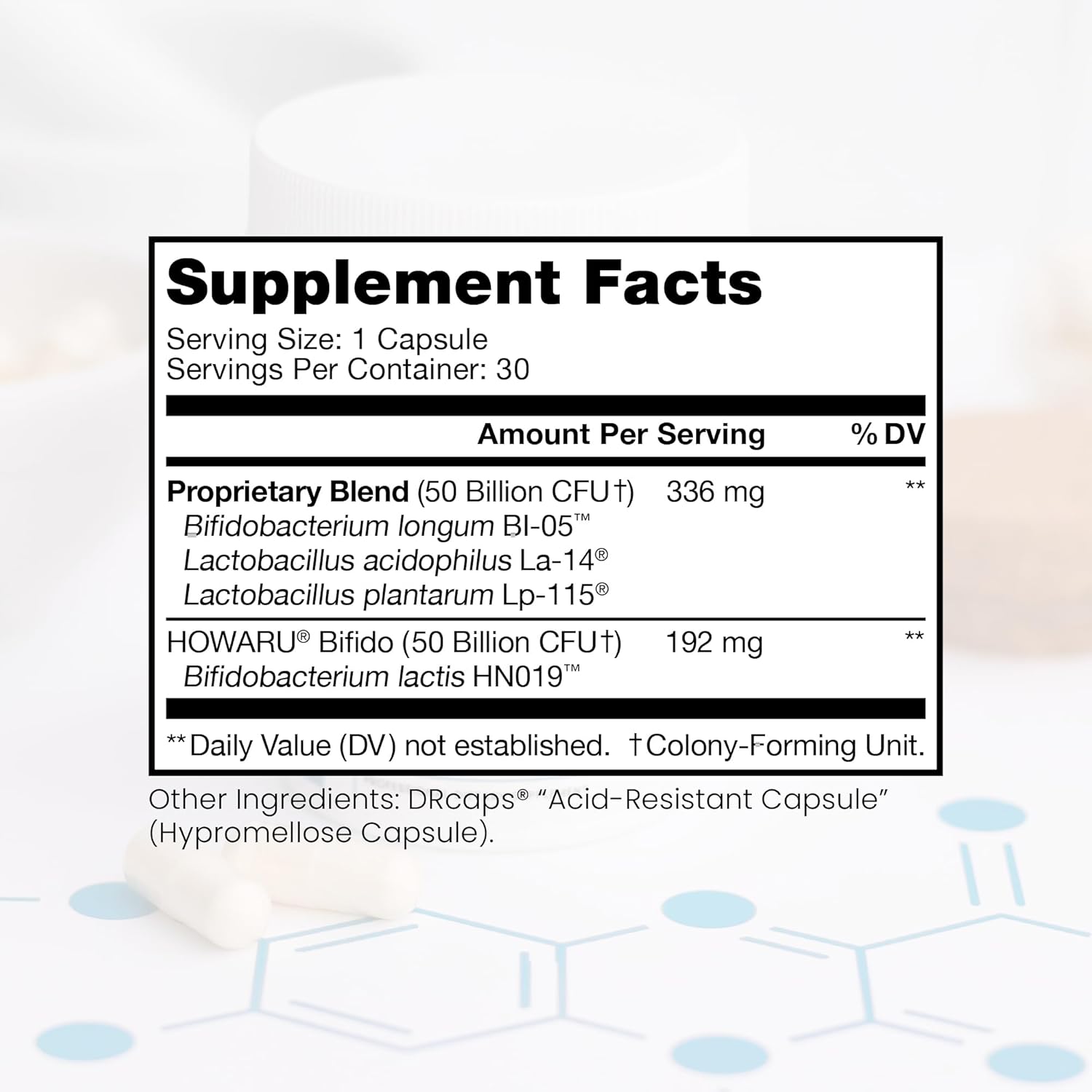 Powerful Probiotic Supplement with 100 Billion CFU - 30 Capsules, 1 Month Supply - 4 Proven Strains for Digestive Health - Acid Resistant, Non-GMO, No Fillers, No Refrigeration Needed
