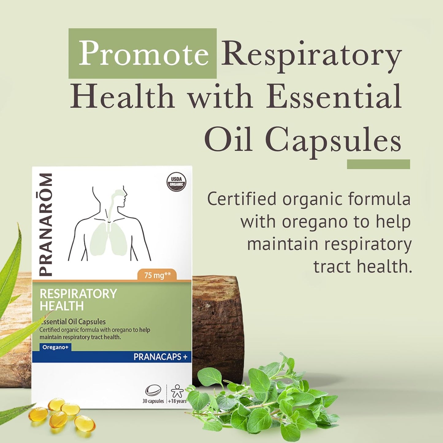 Pranarom Respiratory Health Pranacaps - 30 Count with Oregano & Lemon Essential Oil