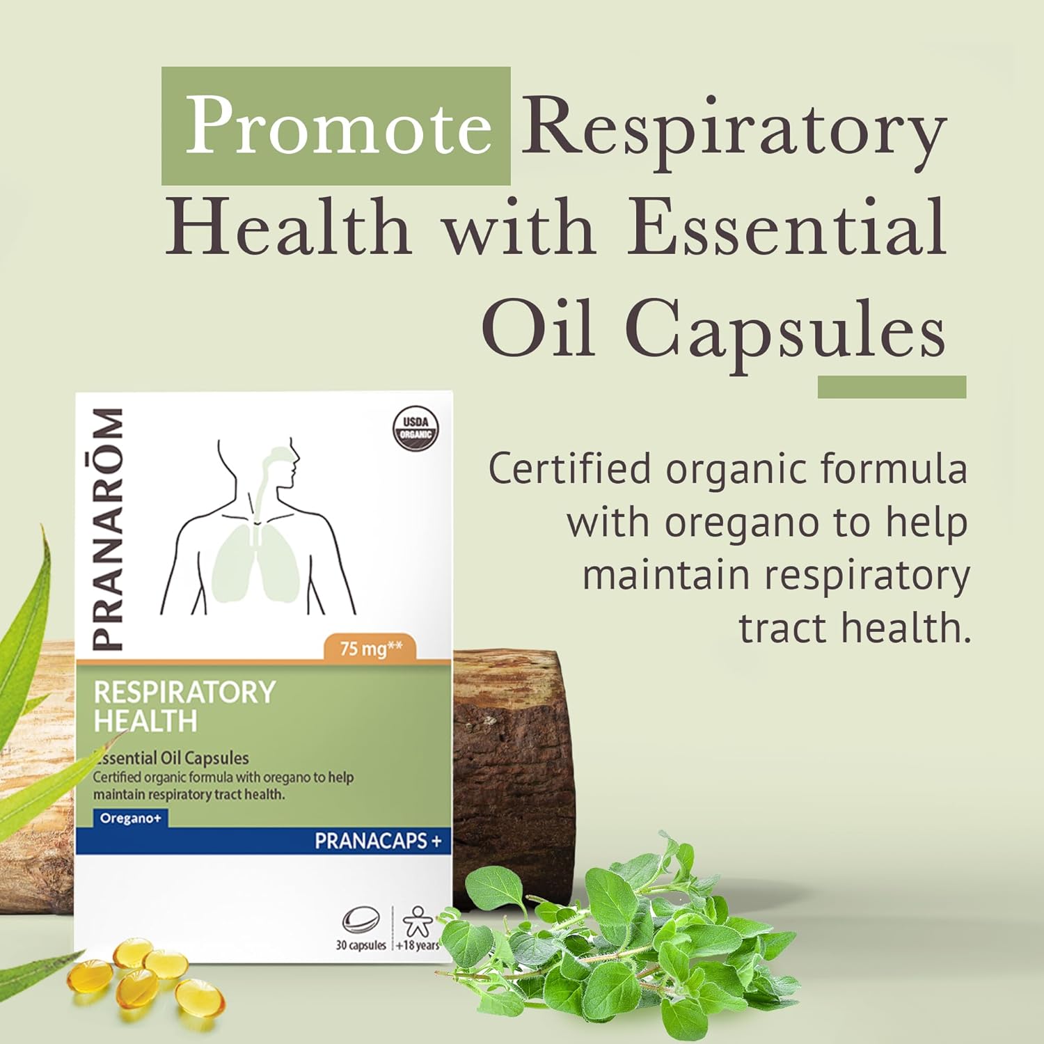 Pranarom Respiratory Health Pranacaps - 30 Count with Oregano & Lemon Essential Oil
