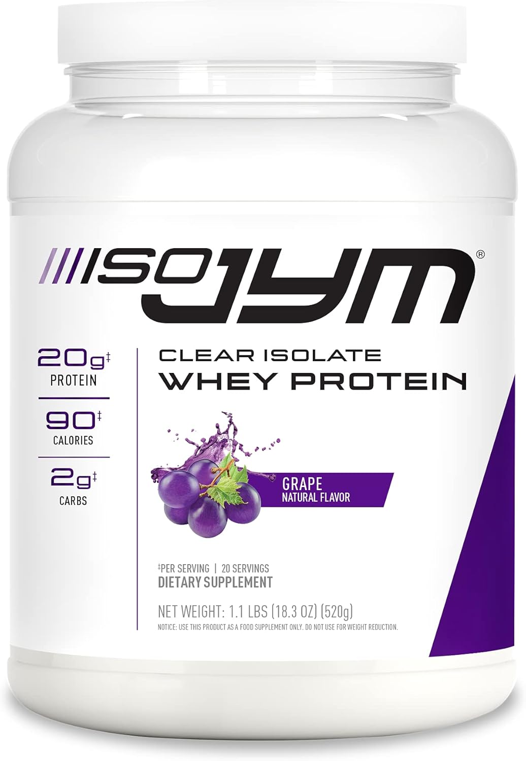 Pre JYM Grape Candy Pre Workout Powder with BCAAs and ISO JYM, Clear Whey Protein Isolate Grape Drink - 20 Servings