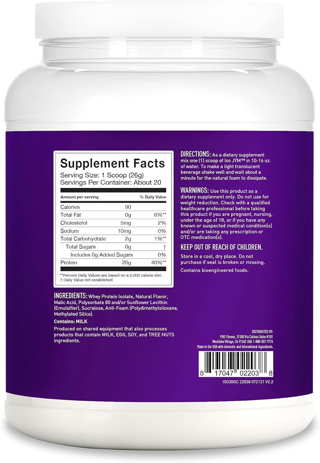 Pre JYM Grape Candy Pre Workout Powder with BCAAs and ISO JYM, Clear Whey Protein Isolate Grape Drink - 20 Servings
