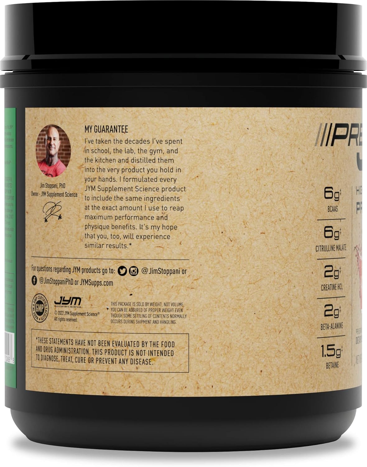 Pre JYM Pre Workout Powder - Island Punch Flavor, 30 Servings with BCAAs, Creatine HCI, Citrulline Malate, Beta-Alanine, Betaine, and More