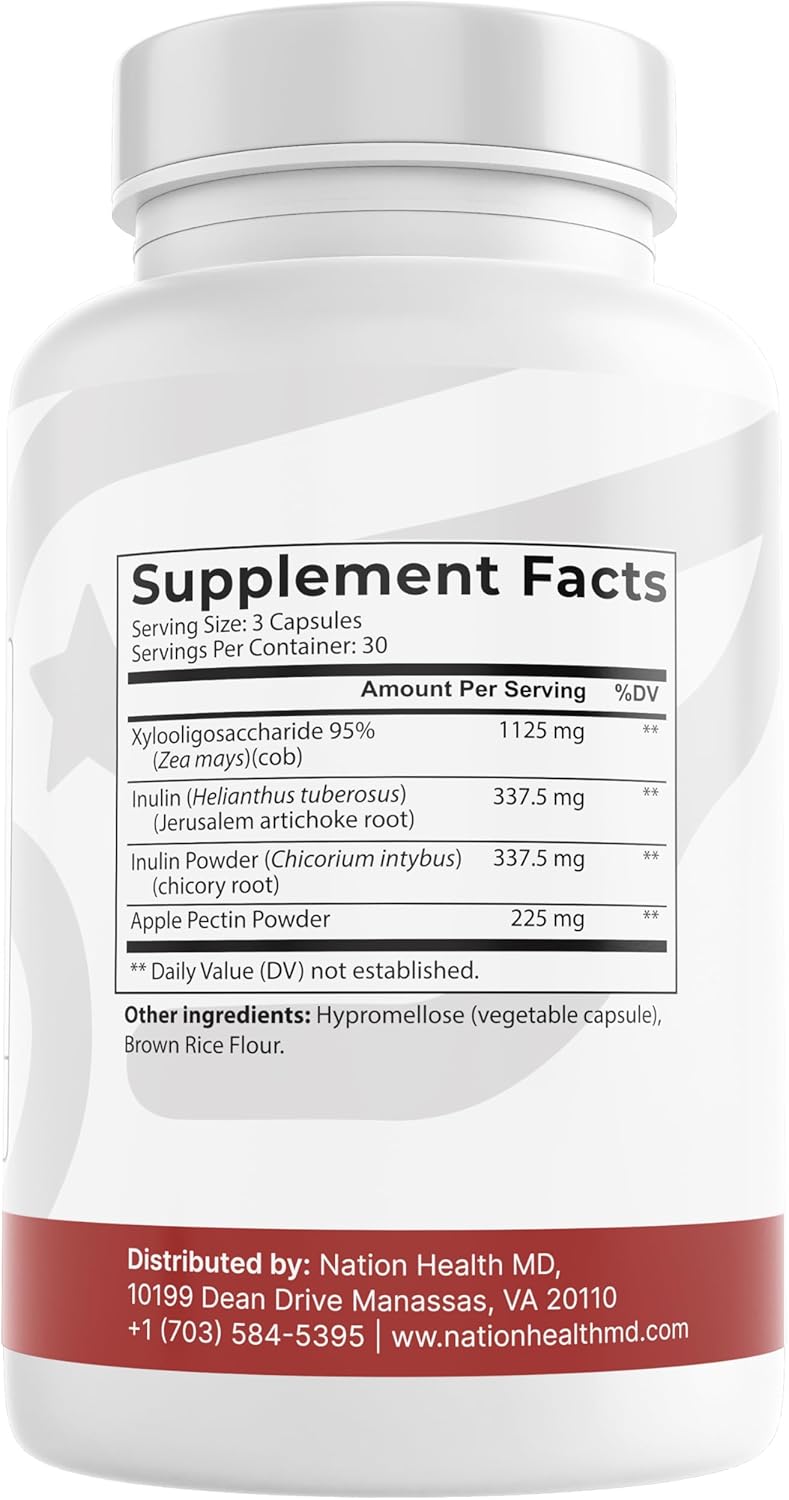 Prebiotic Capsules for Digestion, Immunity, and Wellness with Inulin - 90 Capsules for Men and Women - Made with Jerusalem Artichoke and Chicory Root