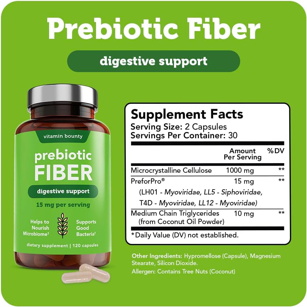 Prebiotic Fiber Capsules with PreforPro® for Digestive & Immune Health - 60 Count