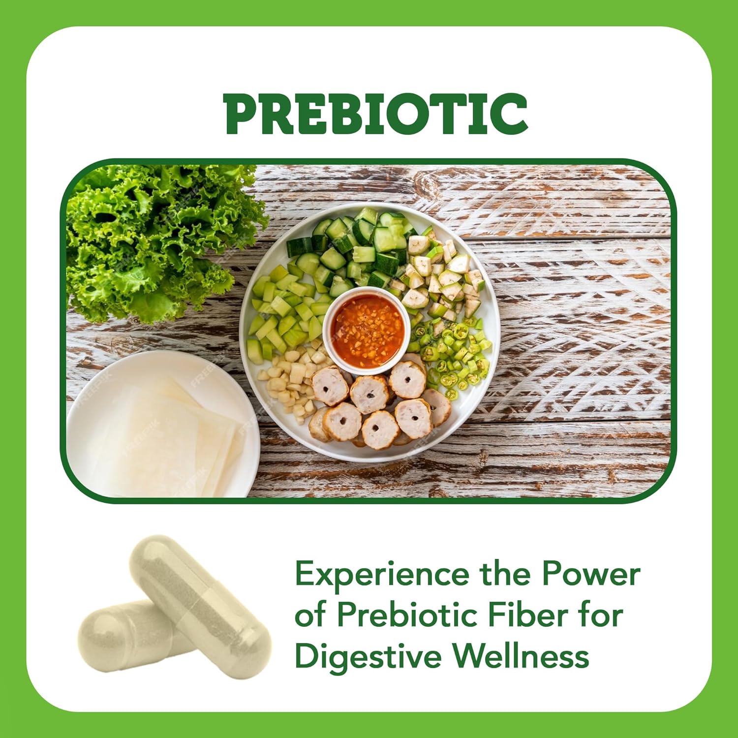 Prebiotic Fiber Capsules with PreforPro® for Digestive & Immune Health - 60 Count