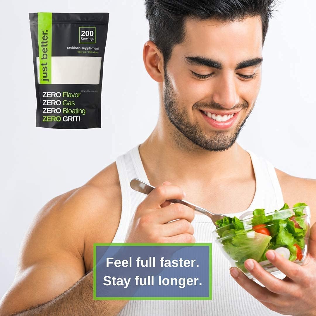 Prebiotic Fiber Supplement Powder for Healthy Digestion | Zero Grit & Taste, No Bloating | Feel Full Faster | Keto-Friendly Vegan | 200 Servings