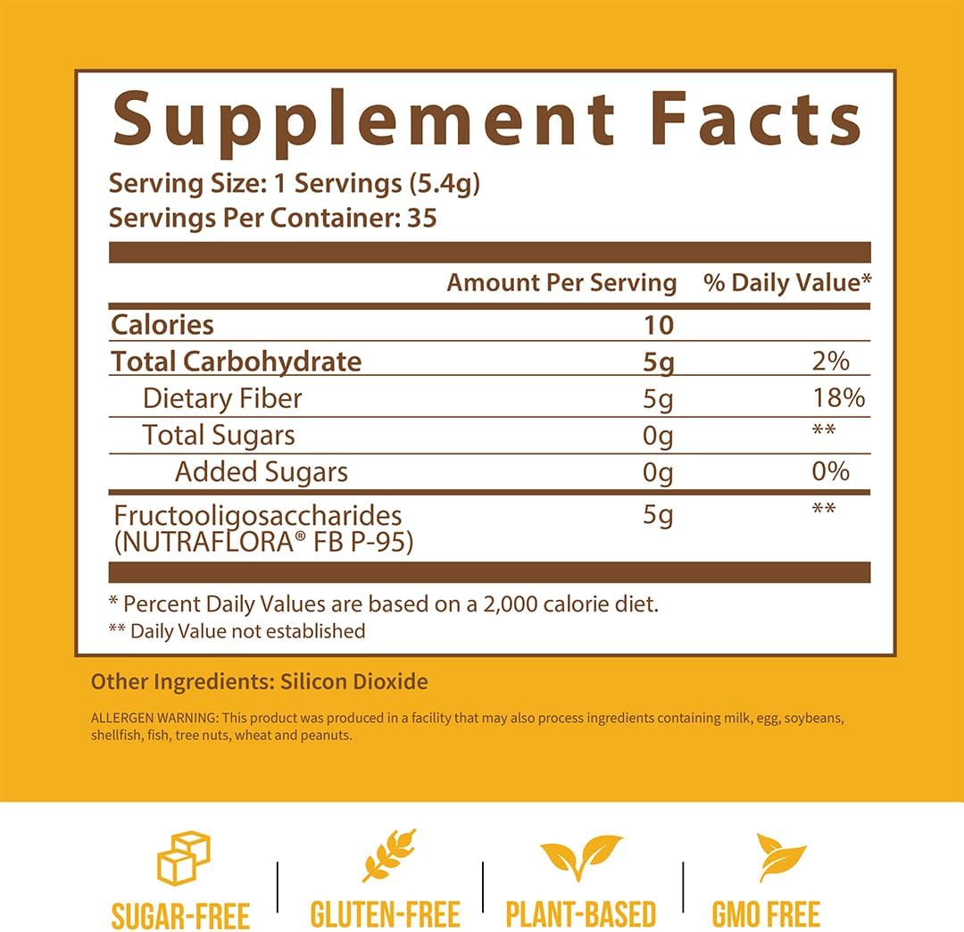 Prebiotic Soluble Fiber Powder for Gut Health & Digestive Regularity - Vegan Keto Fiber Supplement - Gluten & Sugar Free - 35 Servings