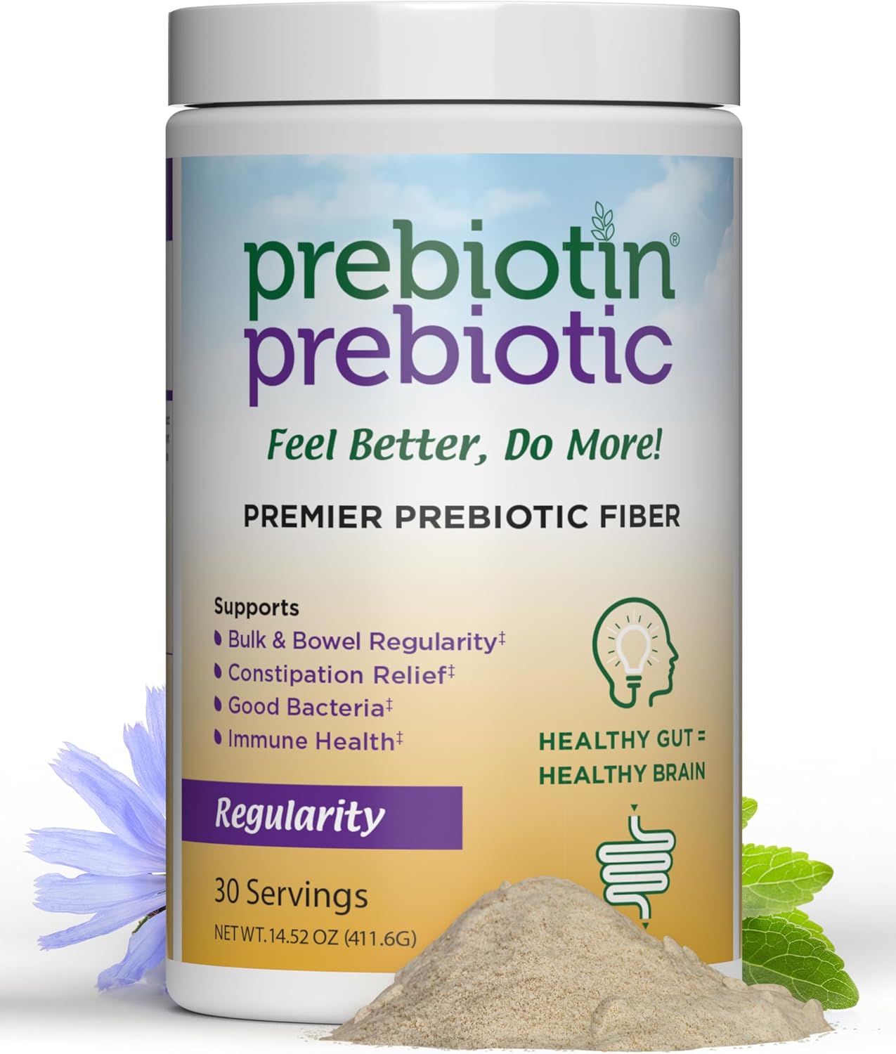 Prebiotin Prebiotic Regularity Powder - 14.52 oz - 30 Servings - Digestive Health Support, Gut Microbiome Balance & Soft Stool Production