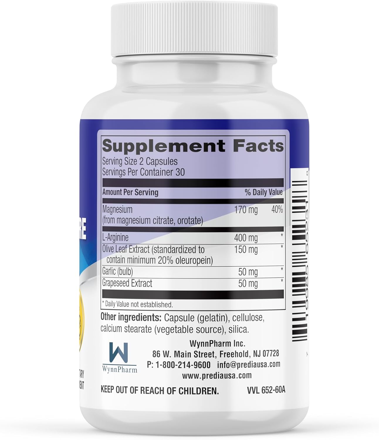 PREDIA WynnPharm Blood Pressure Support Capsules - 30 Count Pack (1 Bottle)