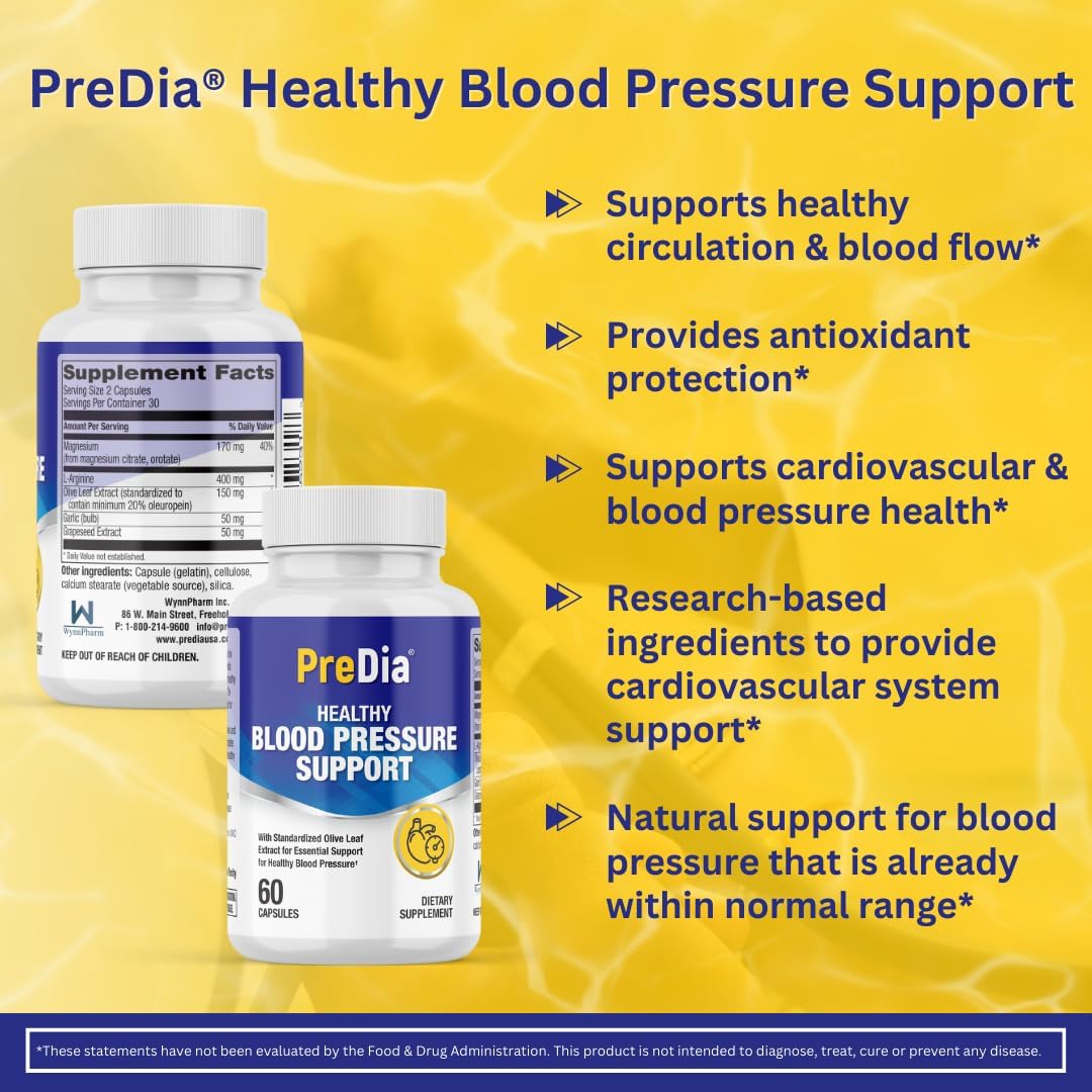 PREDIA WynnPharm Blood Pressure Support Capsules - 30 Count Pack (1 Bottle)