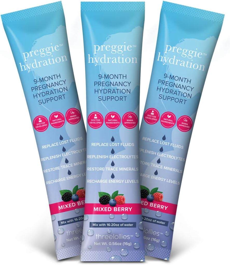 Preggie Hydration Packets for Morning Sickness Relief - Natural Support for Digestive Health & Nausea During Pregnancy - 10 Packets