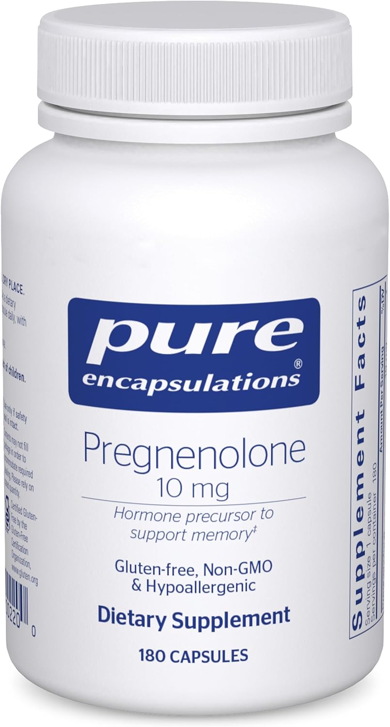 Pregnenolone 10 mg Capsules - Memory & Hormone Balance Support - Hormone Precursor - Gluten Free & Non-GMO - 180 Count