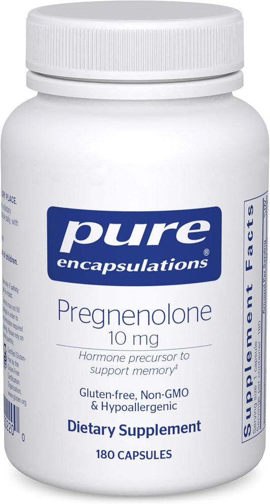 Pregnenolone 10 mg Capsules - Memory & Hormone Balance Support - Hormone Precursor - Gluten Free & Non-GMO - 180 Count