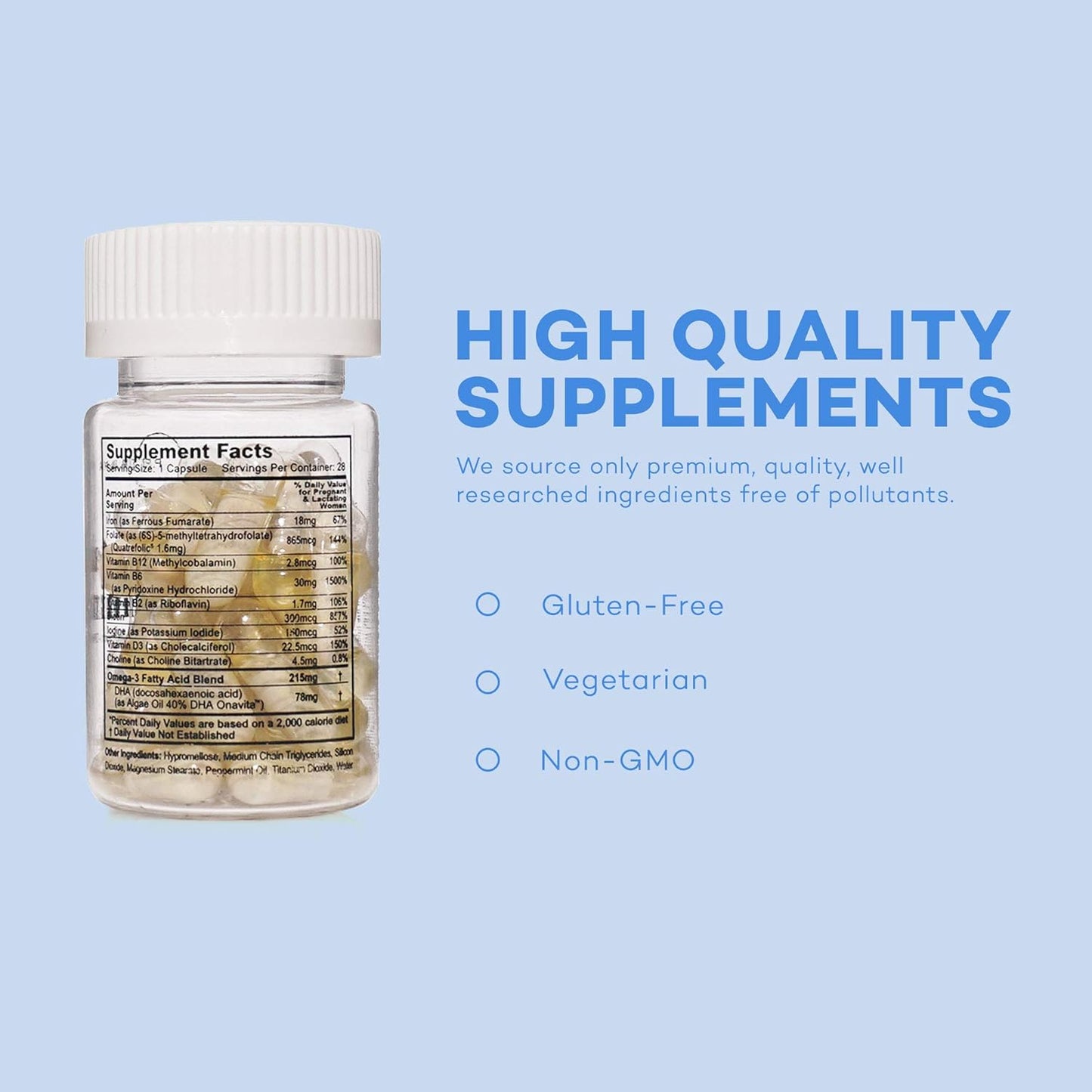 Premama Prenatal Vitamins: Once Daily Multivitamin for Women with DHA, Folate, and Choline - Fertility Support, Non GMO, Vegan, Gluten Free - 28 Capsules (Pack of 3)