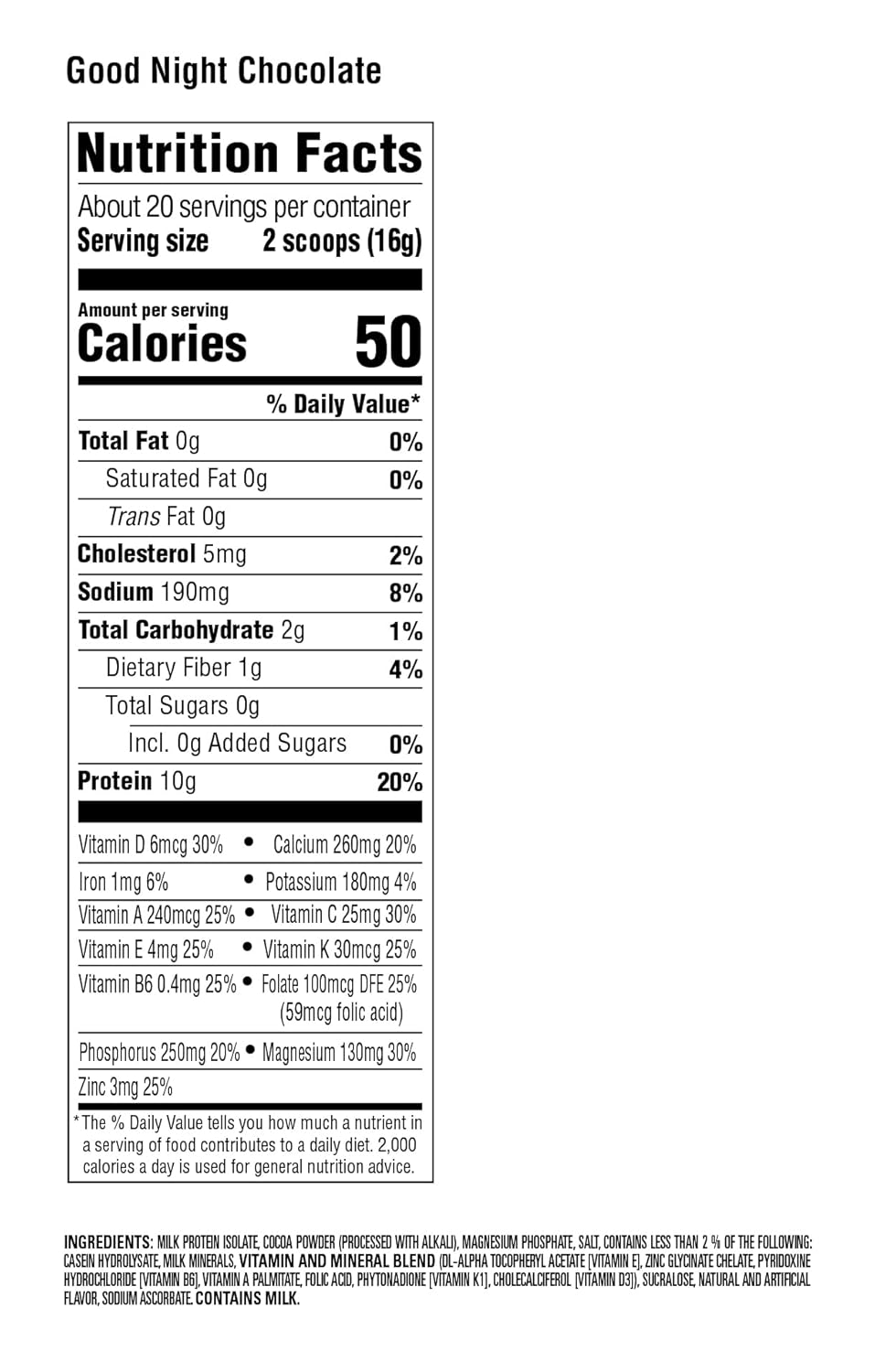 Premier Protein Good Night Hot Cocoa Protein Powder with 10g Protein, Zero Sugar, 11 Vitamins & Minerals, Nighttime Blend with Magnesium & Zinc - 20 Servings