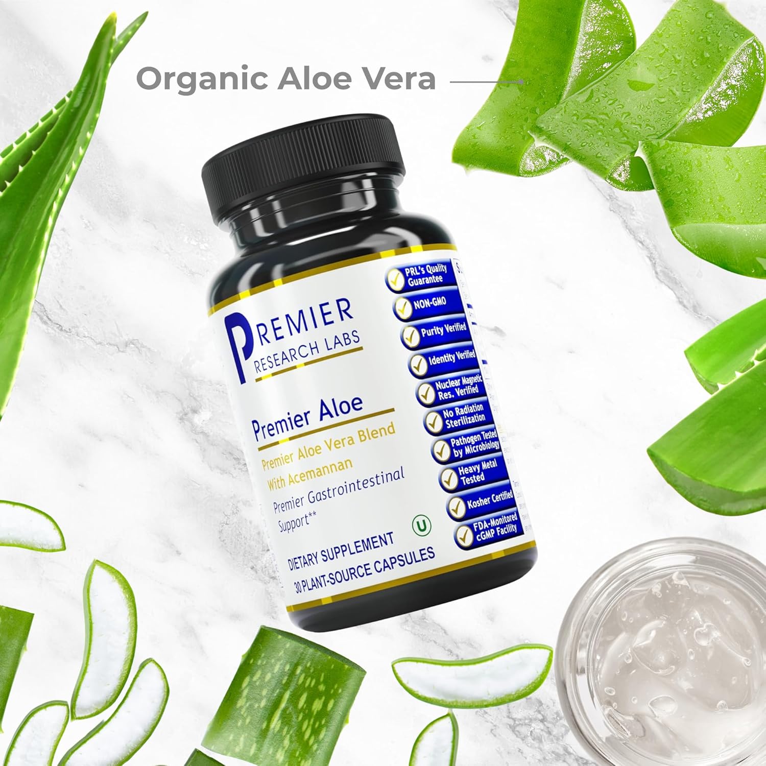 Premier Research Labs Aloe Vera Capsules - Acemannan Supplement for Digestive Health & Immune Support - 30 Vegetarian Caps