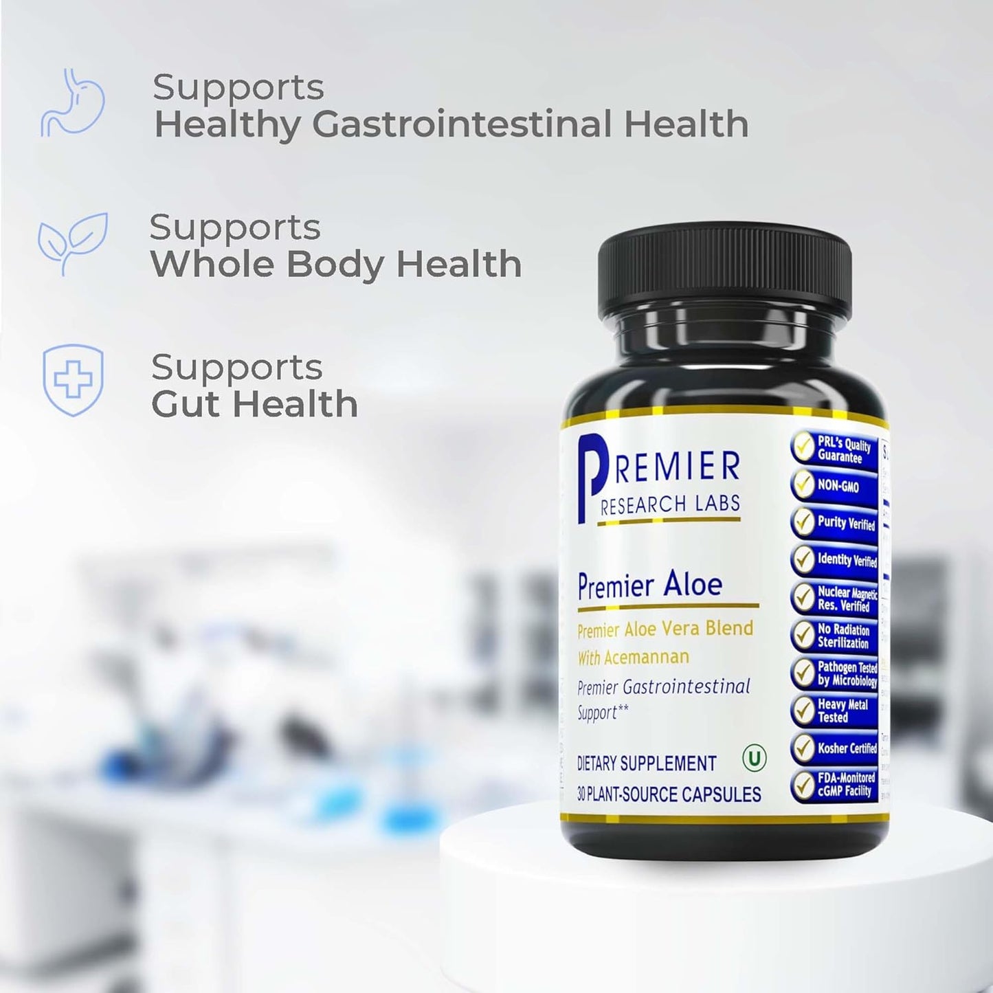 Premier Research Labs Aloe Vera Capsules - Acemannan Supplement for Digestive Health & Immune Support - 30 Vegetarian Caps