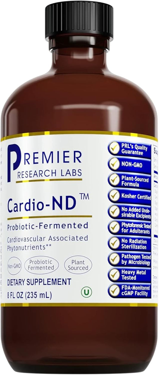 Premier Research Labs Cardio-ND: Heart Health Support with Hawthorn Berries & Probiotics - Vegan Probiotic Supplement - 8 Fl oz