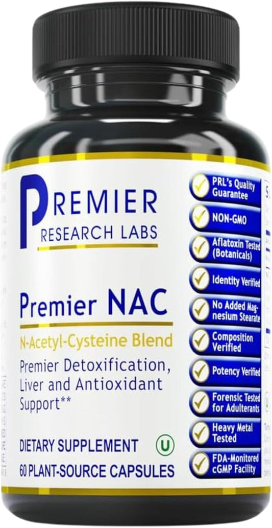 Premier Research Labs NAC Supplement - 300mg N-Acetyl Cysteine for Liver & Immune Support - 60 Vegetarian Capsules