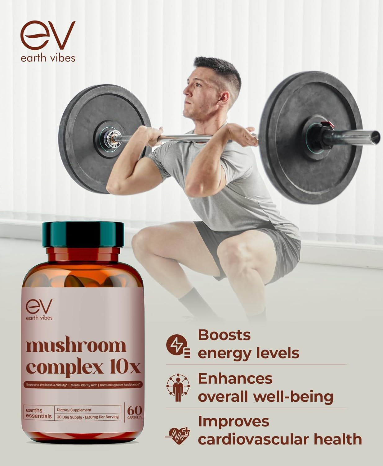 Premium 10-in-1 Mushroom Complex Capsules for Immune & Cognitive Health - 60 Vegan Caps | Boost Energy, Memory & Focus with Lion's Mane, Cordyceps, Reishi & Chaga | Non-GMO
