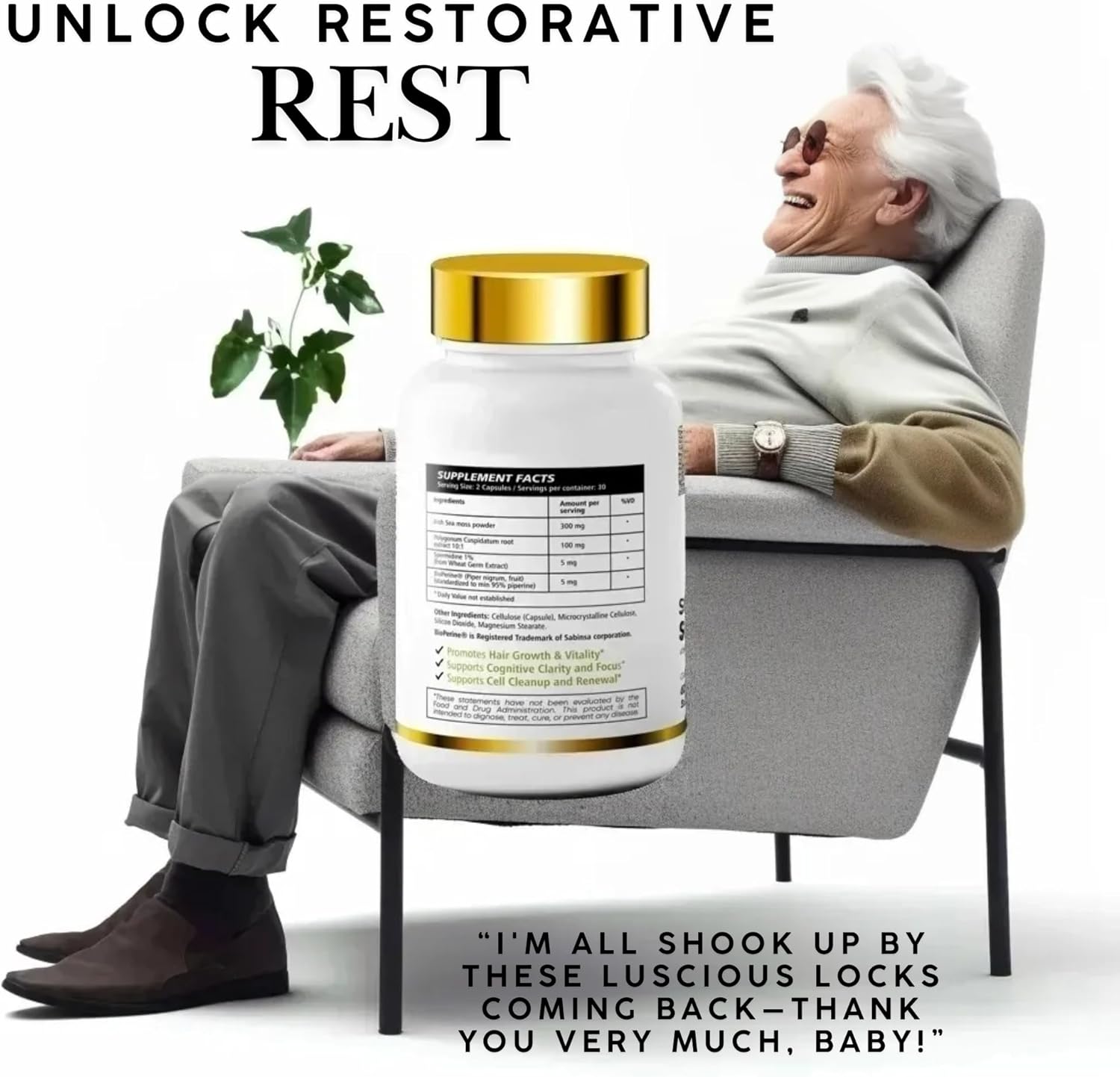 Premium 100% Natural Super Spermidine Supplements for Youthful Hair Growth and Cellular Health | Anti Aging Formula for Men and Women | 4X Ingredients