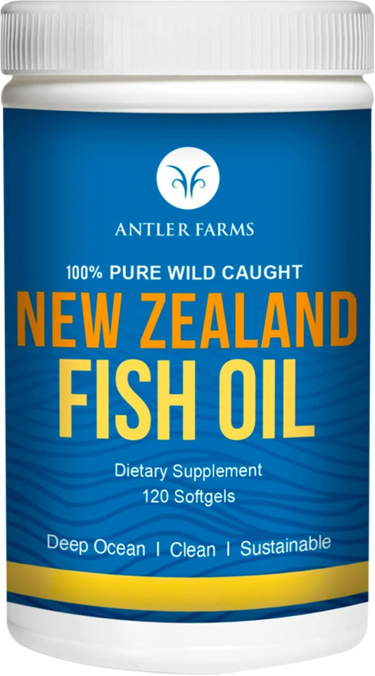 Premium 100% Pure New Zealand Fish Oil Softgels - Deep Ocean, Cold Water Omega-3 EPA + DHA Supplement - 120 Capsules - Keto Friendly
