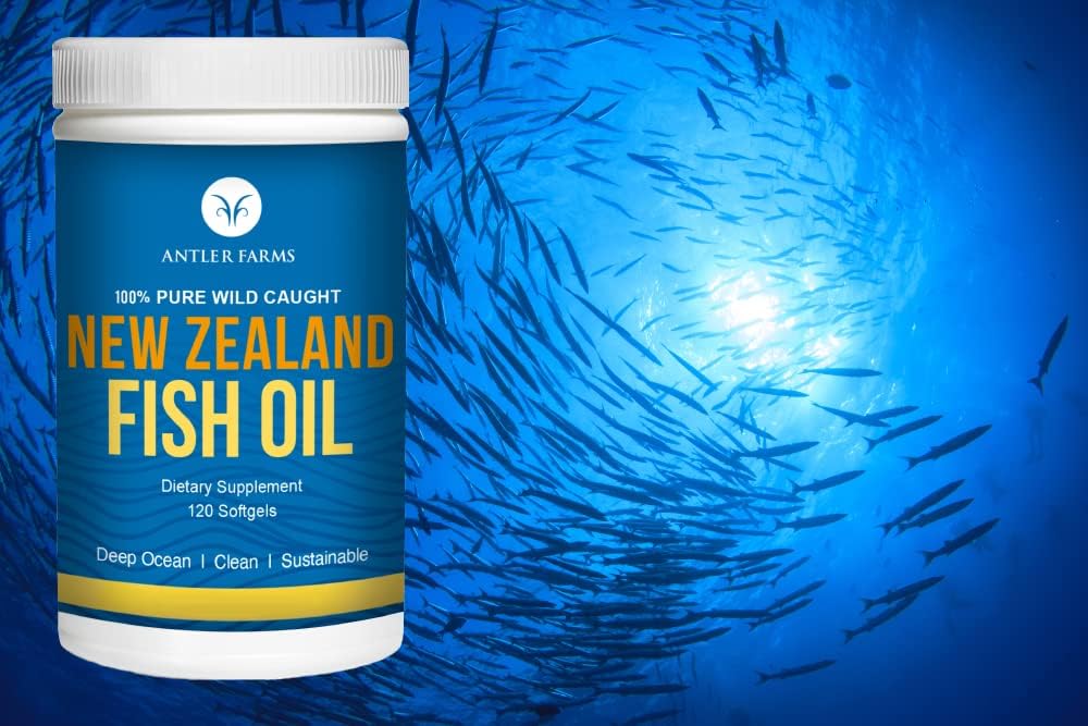 Premium 100% Pure New Zealand Fish Oil Softgels - Deep Ocean, Cold Water Omega-3 EPA + DHA Supplement - 120 Capsules - Keto Friendly